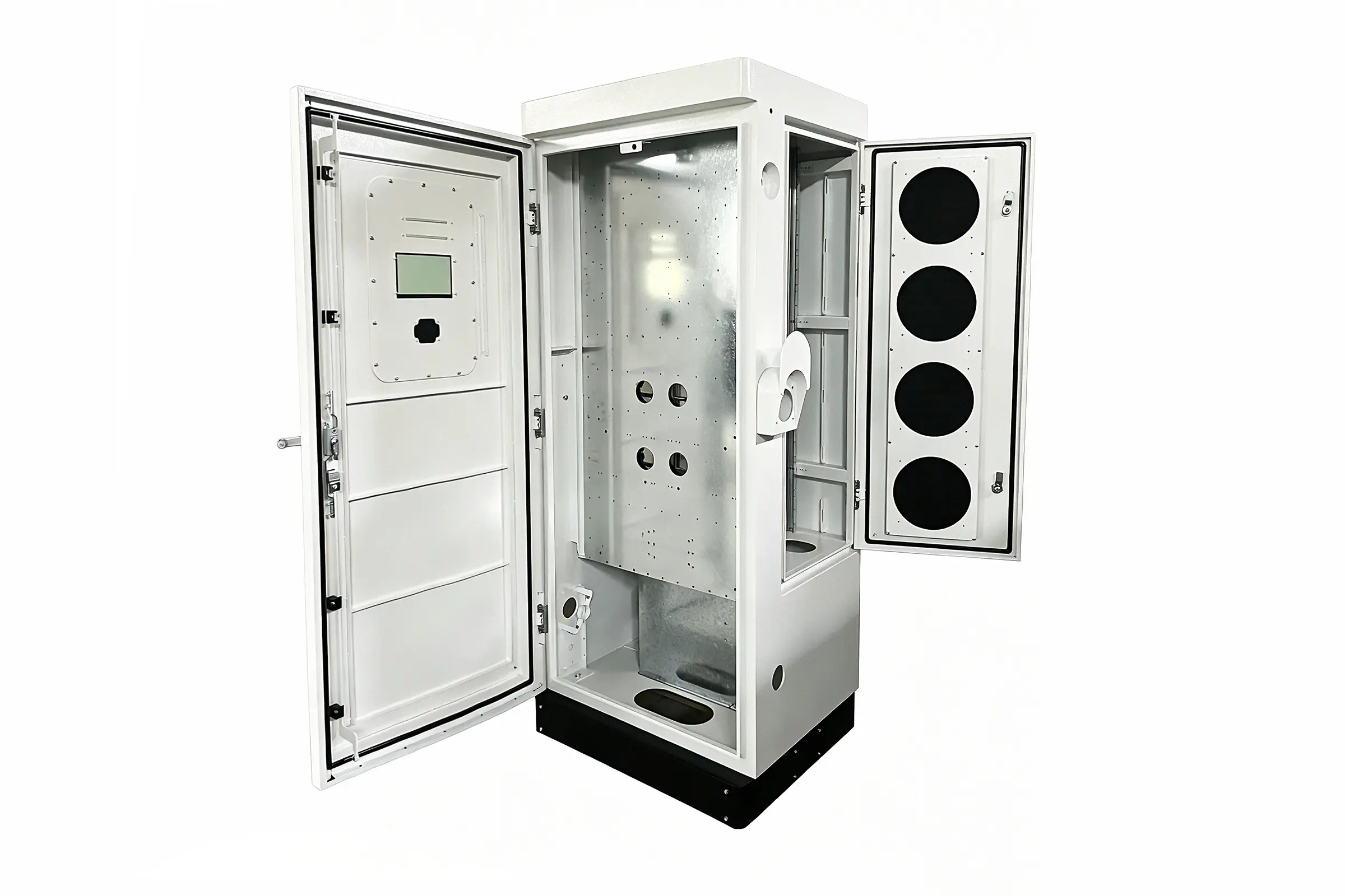 Weatherproof NEMA 3R metal cabinet made for outdoor commercial EV charging station hardware