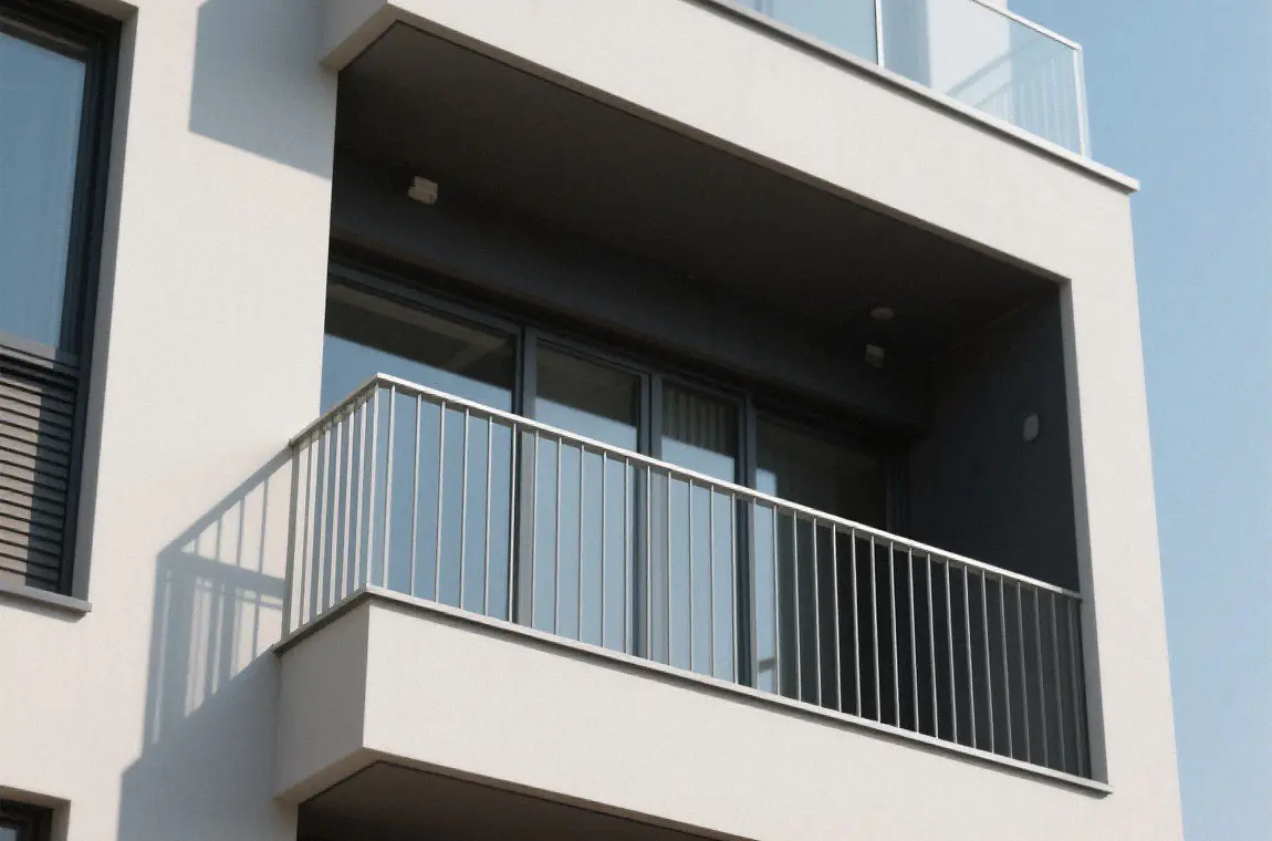 Sleek stainless steel architectural balcony metal railing system for residential building terraces and walkways