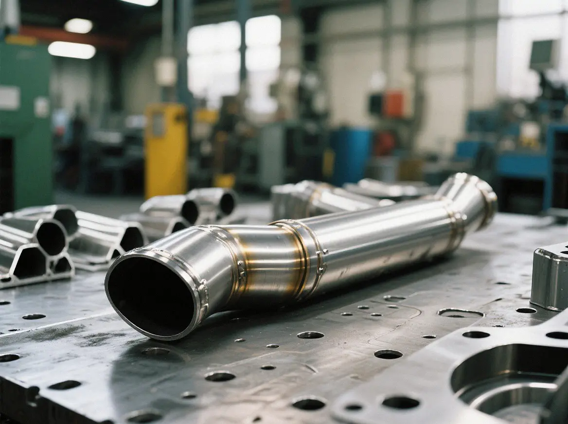 Custom stainless steel automotive exhaust pipe components, precision fabricated heat-resistant tubing for high temperature operation