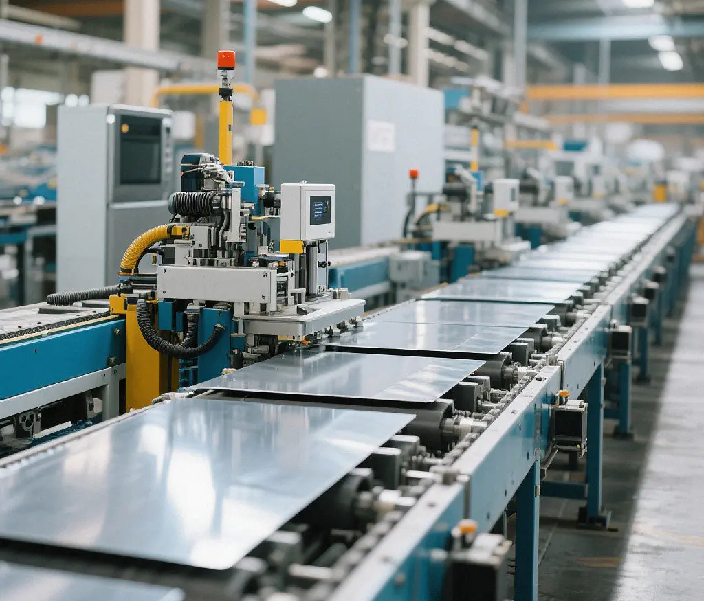 Automatic sheet metal stamping production workshop for fast turnaround custom consumer appliance metal component fabrication