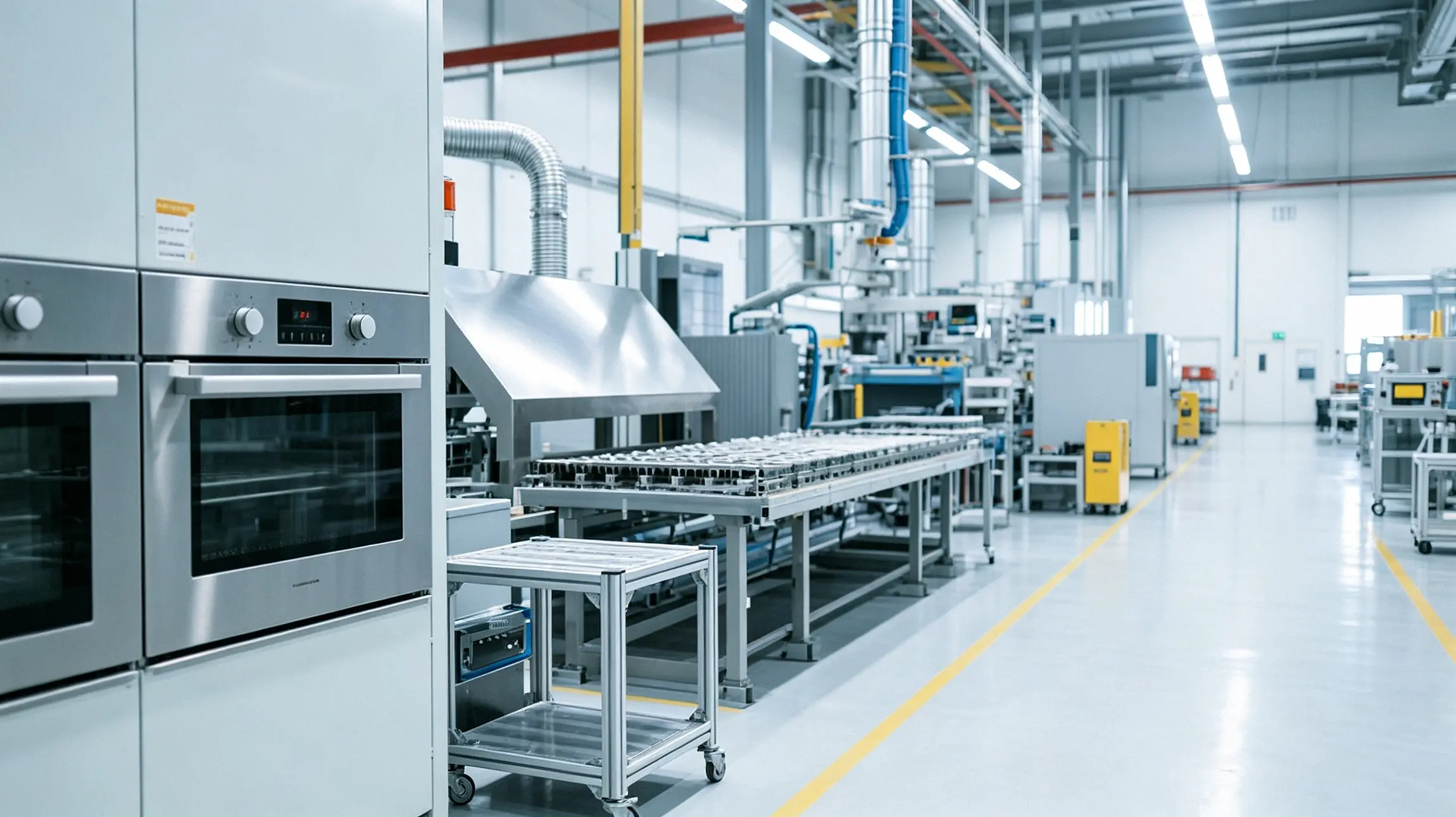 Modern consumer product manufacturing facility with automated assembly lines