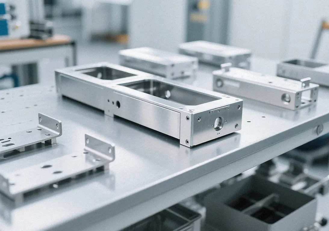 Brushed aluminum enclosures and mounting brackets fabricated for medical equipment.