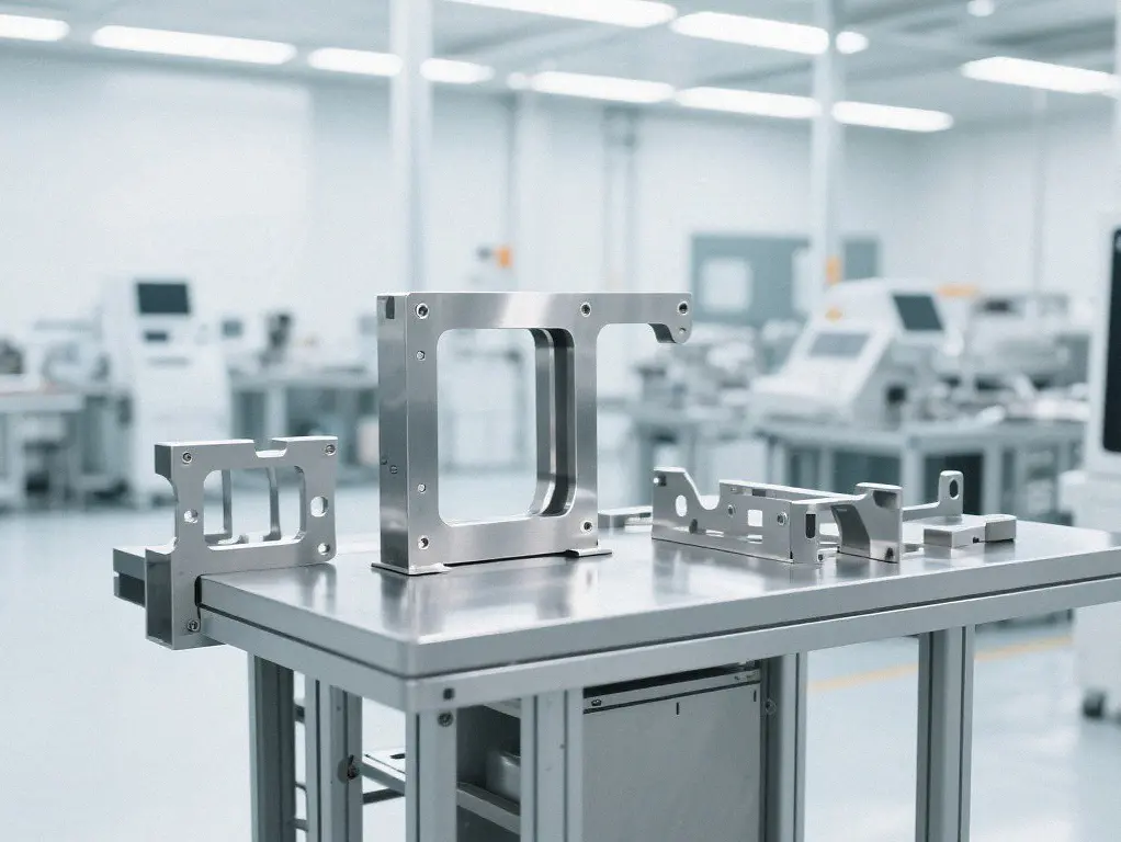 Brushed aluminum frames and brackets manufactured for medical diagnostic equipment.