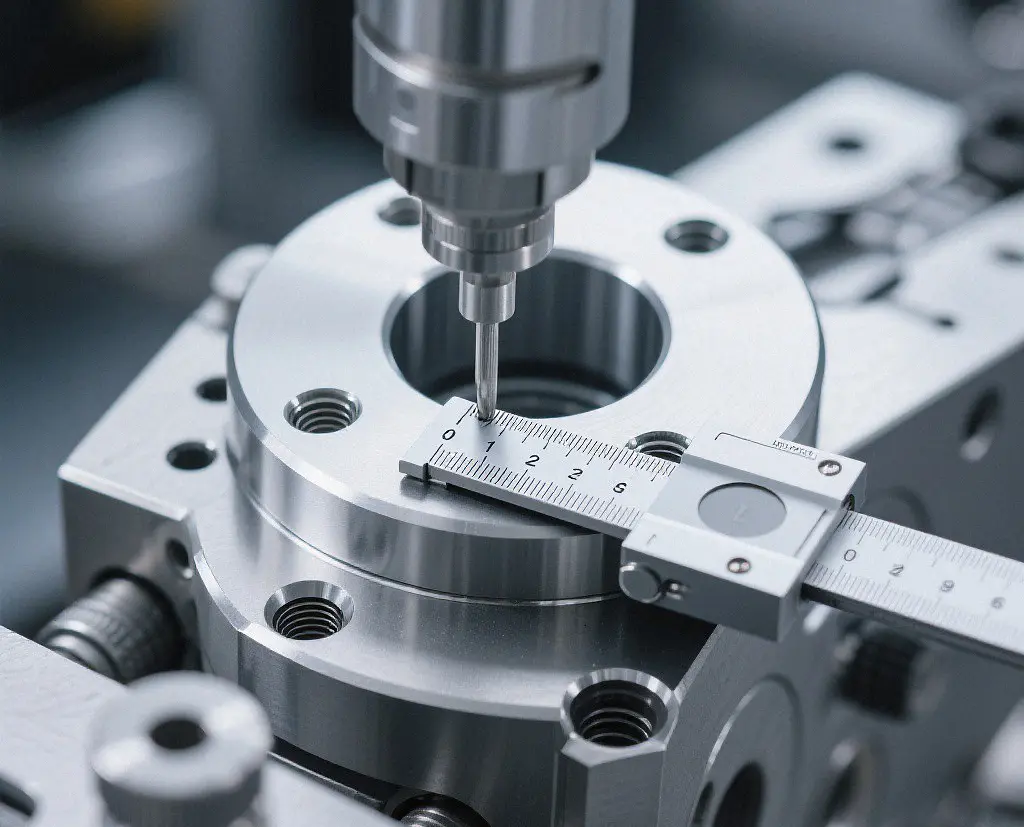 Dimensional inspection of CNC-machined stainless steel components for medical equipment.