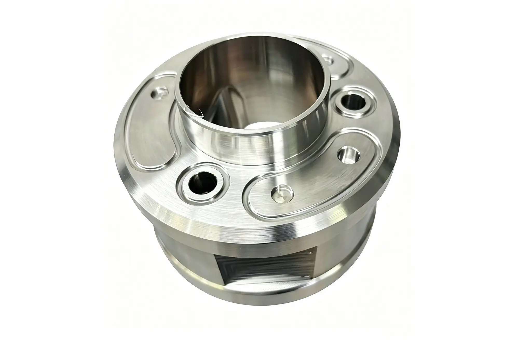 CNC-milled stainless-steel flange hub