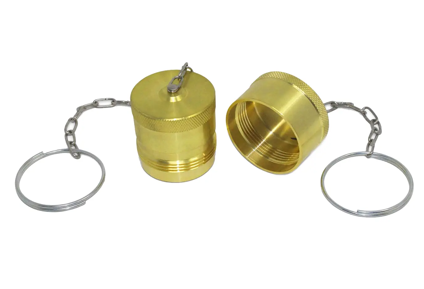 One-inch CNC-turned brass dust cap and plug
