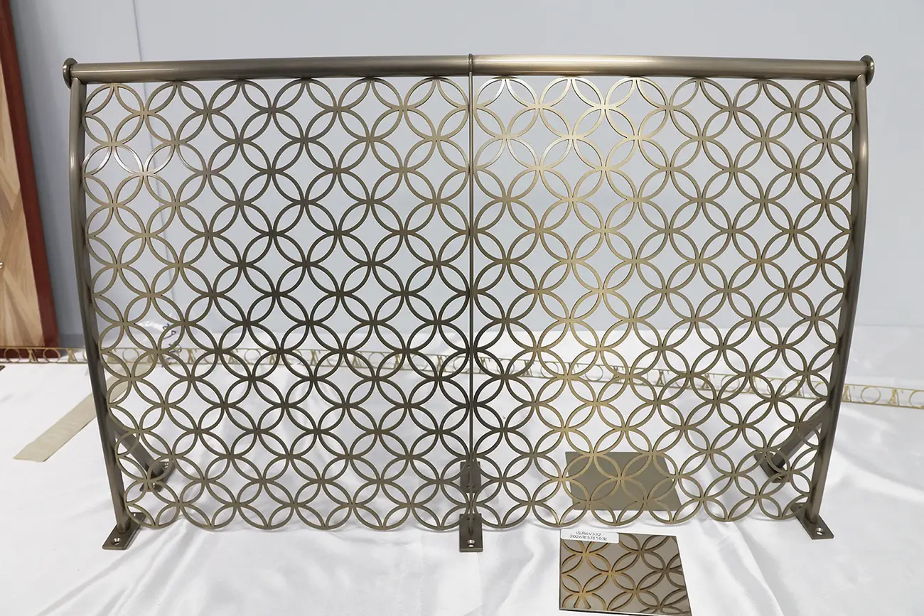 Laser-cut stainless-steel decorative partition screen