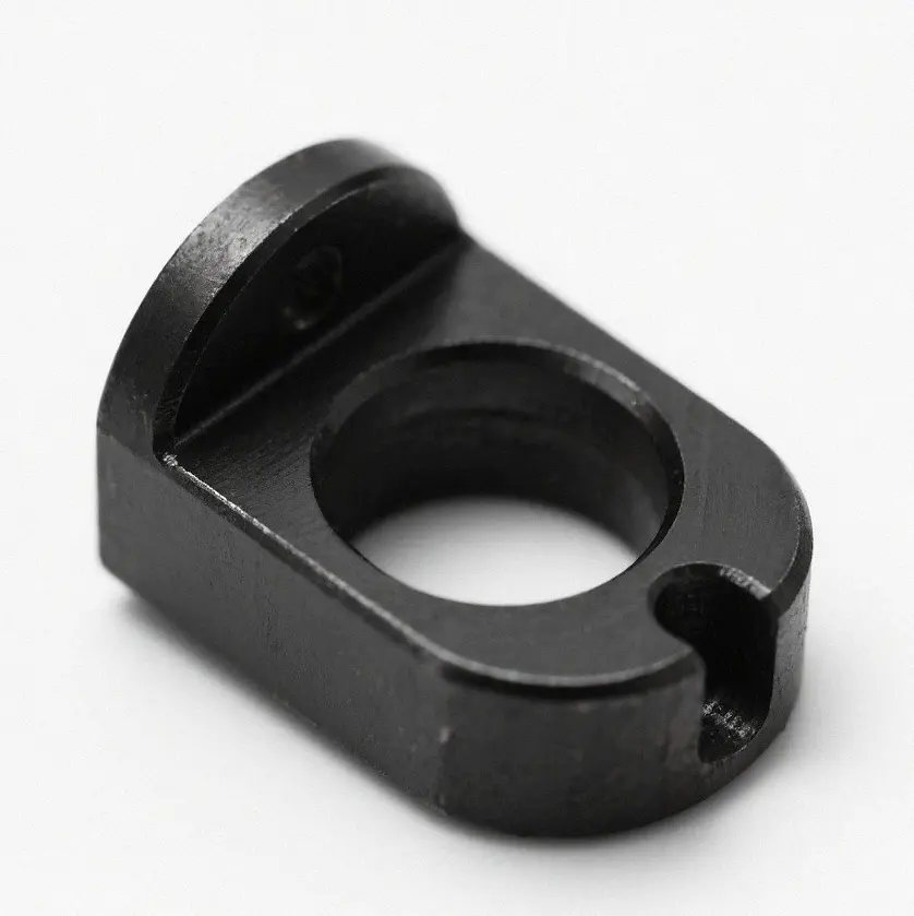 Machined steel part with a matte black-oxide finish