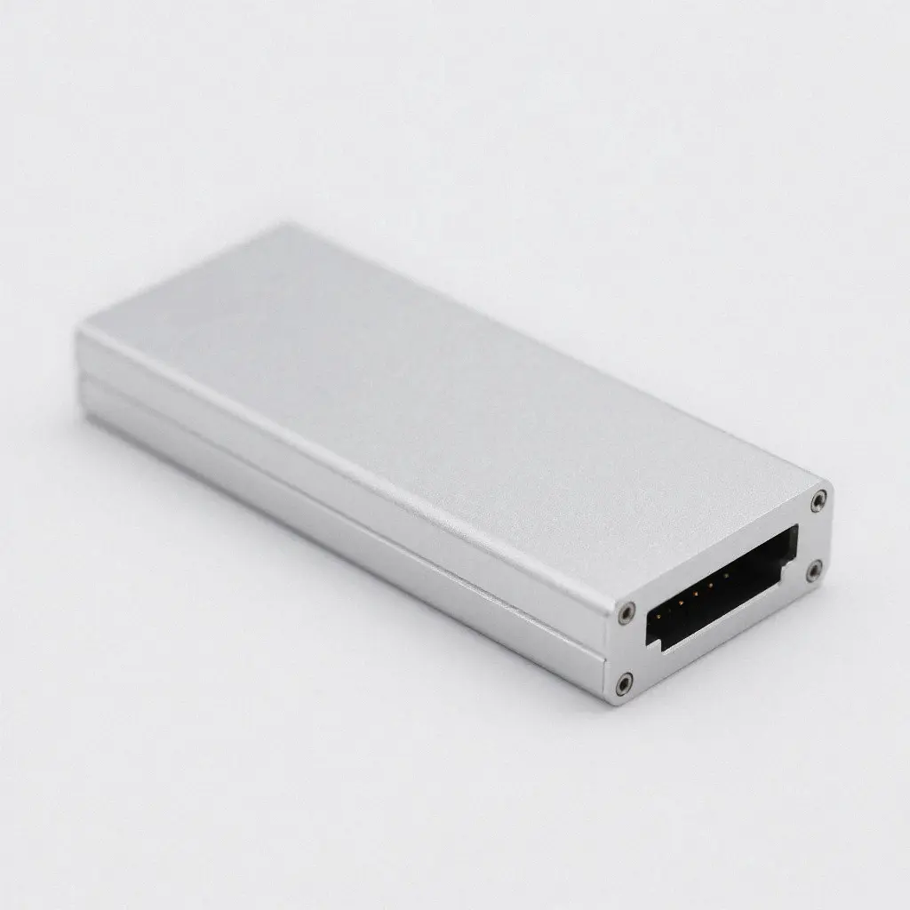 Clear-anodized aluminum enclosure sample