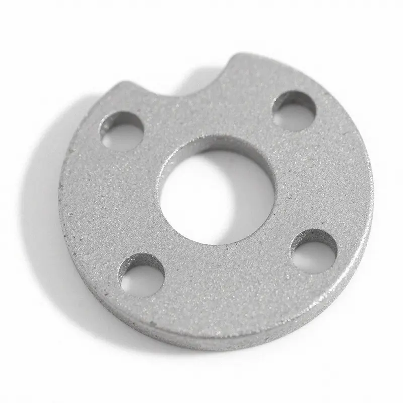 Sandblasted metal flange with a matte texture